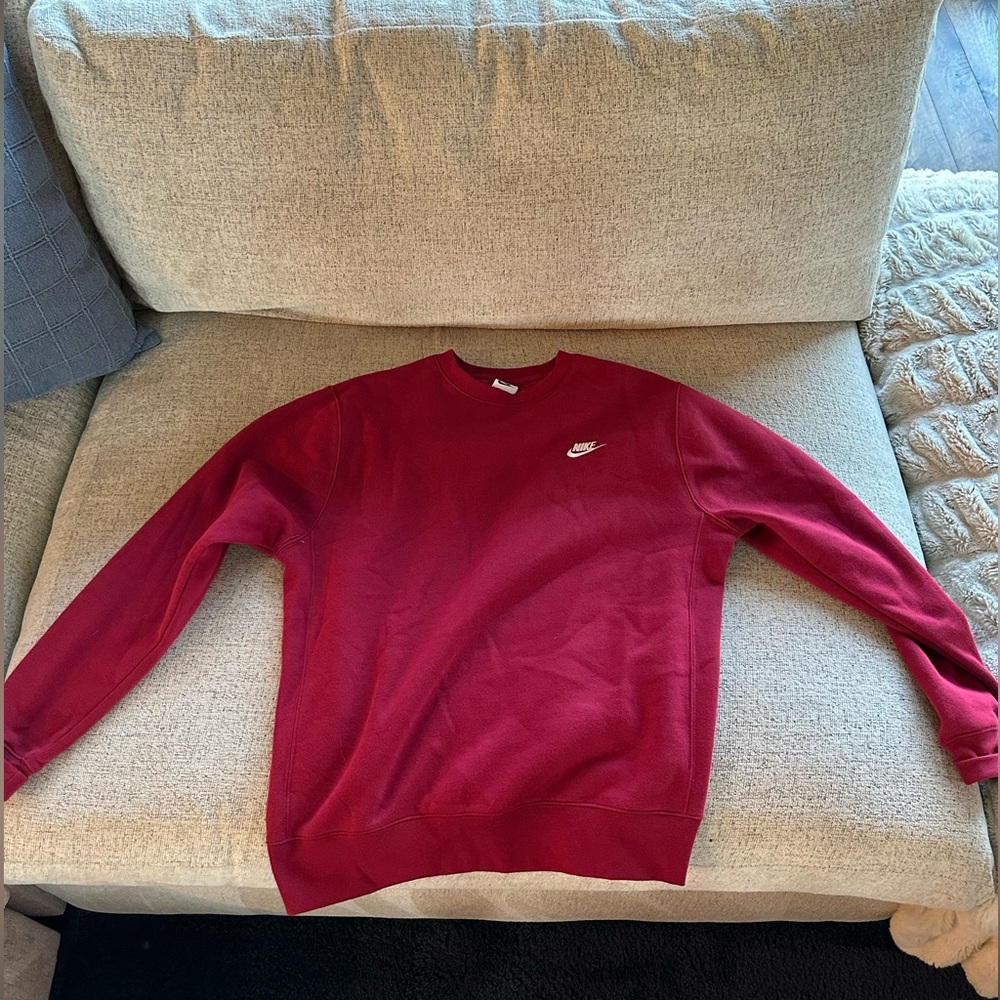 Nike crewneck, red/maroon, size small (men’s)